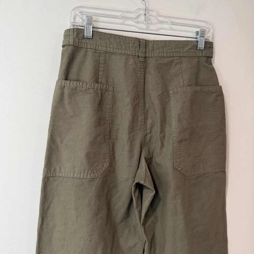 Everlane Womens Fatigue Barrel Pants 4 Olive Green Organic Cotton Linen Blend